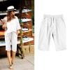 WABEOR Plus Size Bermuda Shorts for Women Knee Length Cotton Linen Shorts Casual Summer Baggy Dressy Long Shorts with Pockets view 2