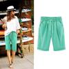 WABEOR Plus Size Bermuda Shorts for Women Knee Length Cotton Linen Shorts Casual Summer Baggy Dressy Long Shorts with Pockets view 3