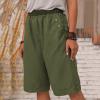 WABEOR Cotton Linen Bermuda Shorts for Women Knee Length Wide Leg Long Shorts Plus Size Elastic Waist Casual Summer Shorts view 2
