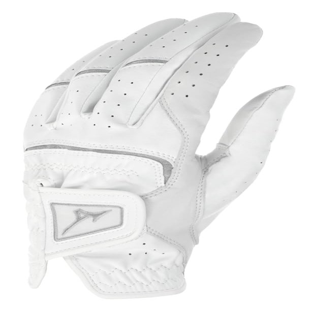 Mizuno Elite Women's Glove | Leather Golf Gloves | Medium Large | LH White/Silver