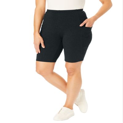 Woman Within Plus Size Stretch Cotton Pocket Bike Short - M, Heather Charcoal
