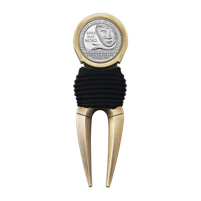 US 2022 Women Quarter BU Uncirculated Coin Magnetic Golf Ball Marker Antique Brass Finish Divot Tool - Anna May Wong