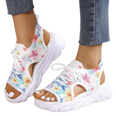 ZBYY Summer Sandals for Women Breathable Lace up Beach Dressy Sandals Comfortable Non-Slip Casual Walking Sandals