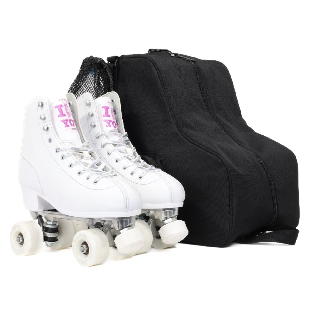 Fydelity Roller Skate Bags for Women | Converts 2 Roller Skate Backpack | Heavy Duty Roller Skating Bag for Boys | Ice Skating Bag for Girls Gift |Figure, Quad Skate Accessories, Ice Skate Bag- Black