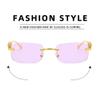 XLUMIO Vintage Rimless Sunglasses Women Men Travel Driving Metal Leopard Head Sun Glasses,Gold Clear,one size view 3