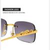 XLUMIO Vintage Rimless Sunglasses Women Men Travel Driving Metal Leopard Head Sun Glasses,Gold Clear,one size view 4