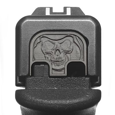 MILSPIN CNC Milled 3D Engraved Slide Back Plate Compatible with Glock Gen 1-5 I 3 Dimensional I Made in USA (3D Reaper, Blacked Out, Models G17-G41, G45)