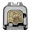 Milspin CNC Milled 3D Engraved Slide Back Plate Compatible with Glock Gen 1-5 I 3 Dimensional I Made in USA (3D Spartan Helmet, Brass, Models G43 G43x G48) view 1