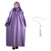 Modish Group Women Prayer Clothes with Hijab Muslim Outfits Long Robe Abaya Turkish Islamic Dresses Dubai Kaftan with Rosary (Lilac, One Size) view 1