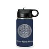 LaserGram Personalized Water Bottle, Aztec Calendar, Stainless Steel Double Wall Vacuum Insulated with Flip Top Straw, Custom Engraved Gift (12oz / 335ml Navy Blue) view 1