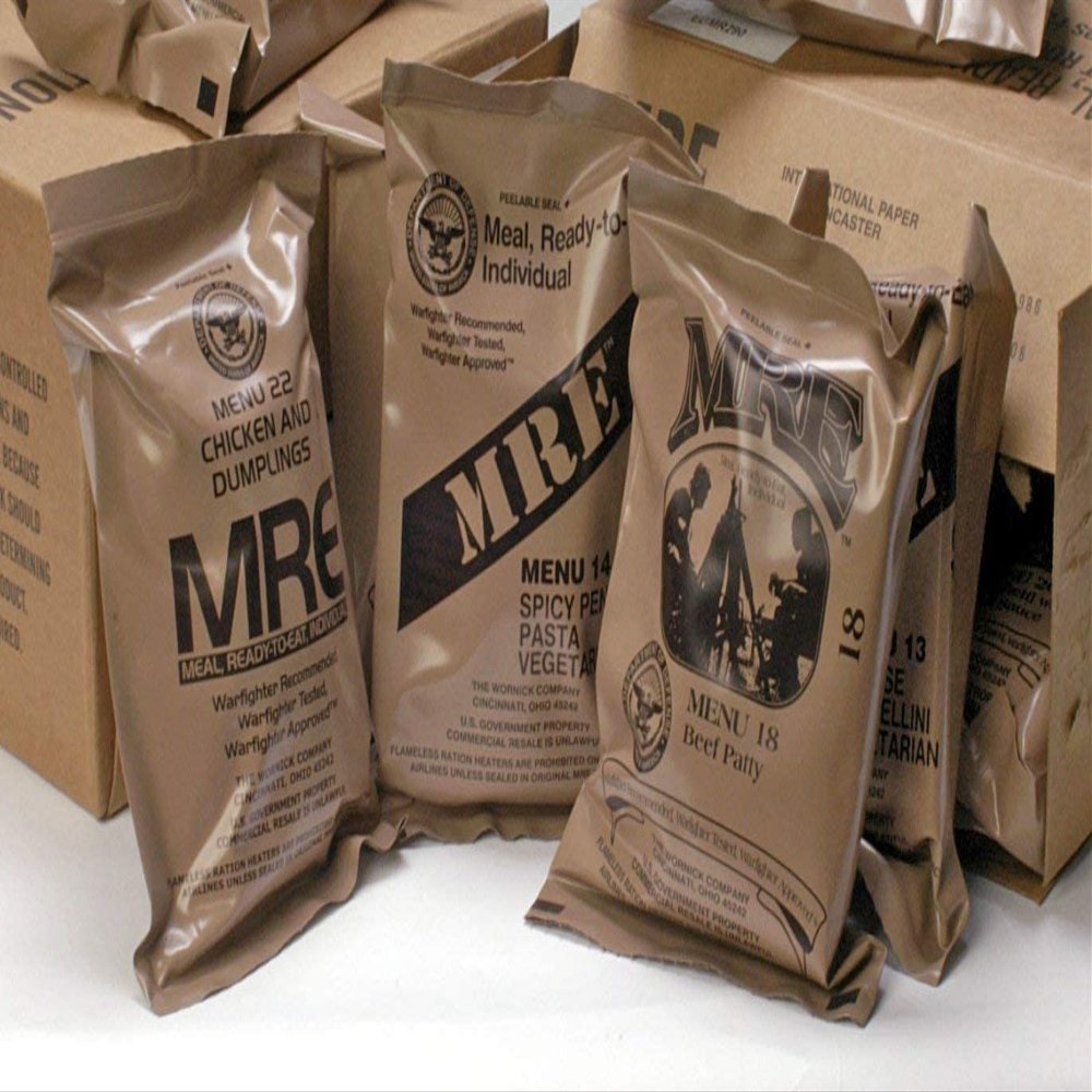 Ammo Can Man Military | MREs 2024 Inspection | RANDOM MENU(S) | Complete Nutritional Meals for Soldiers | Long Shelf Life | Meals-Ready-To-Eat | Diverse Menu Options | Made in USA (Single - Random)