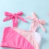 YOUNGER TREE Toddler Girls Two Pieces Swimsuit Color Block Stripe Swimwear Summer Beach Bathing Suit (S Red 18-24 Months) view 4