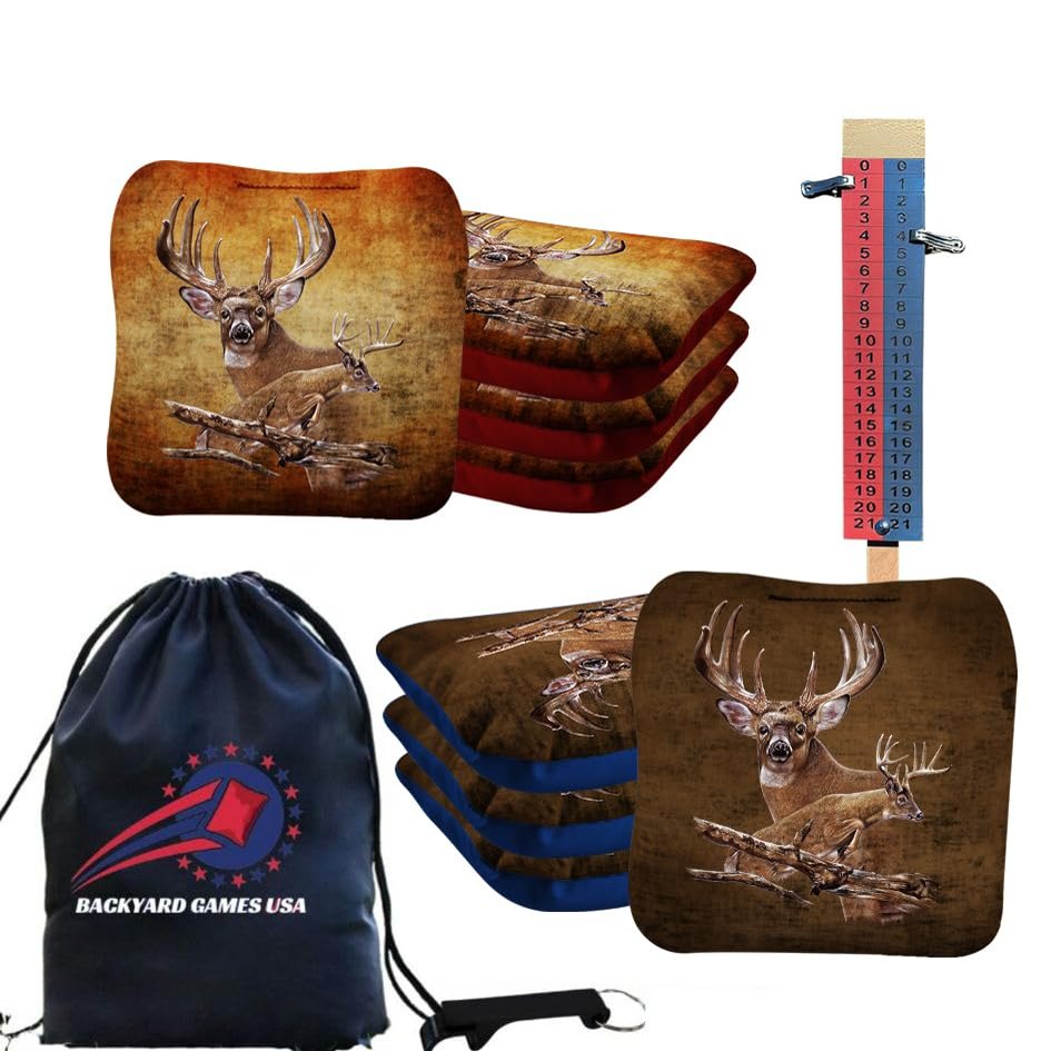 BackYardGamesUSA CornholeGamesUSA Pro Cornhole Bags Sets of 8 Regulation Professional for Tournament, Pro Approved Slick n Stick Corn Hole Beans Bags for Cornhole Games