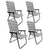 Lawn Chair Folding Steel Webbing Chaise Patio Lounger Seat Wood Handles Great for Camping, Beach, Fishing, Backyard, Stadium, Pool, Boating, and Sports 4 Pack Blue/Yellow view 1
