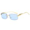 XLUMIO Rimless Rectangle Sunglasses Women Retro Cheetah Eyewear Men Sun Glasses Shades UV400,1,One size view 1