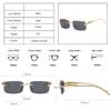 XLUMIO Rimless Rectangle Sunglasses Women Retro Cheetah Eyewear Men Sun Glasses Shades UV400,1,One size view 2
