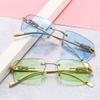 XLUMIO Rimless Rectangle Sunglasses Women Retro Cheetah Eyewear Men Sun Glasses Shades UV400,1,One size view 3