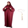 Modish Group Women Prayer Clothes with Hijab Muslim Outfits Long Robe Abaya Turkish Islamic Dresses Dubai Kaftan with Rosary (Burgundy, One Size) view 1