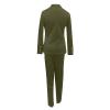 Business Suit Sets for Women Long Sleeve Solid Color Blazer & Long Pants Elegant 2 Piece Outfits with Pockets Army Green view 3