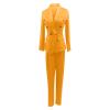 Business Suit Sets for Women Long Sleeve Solid Color Blazer & Long Pants Elegant 2 Piece Outfits with Pockets Yellow view 2