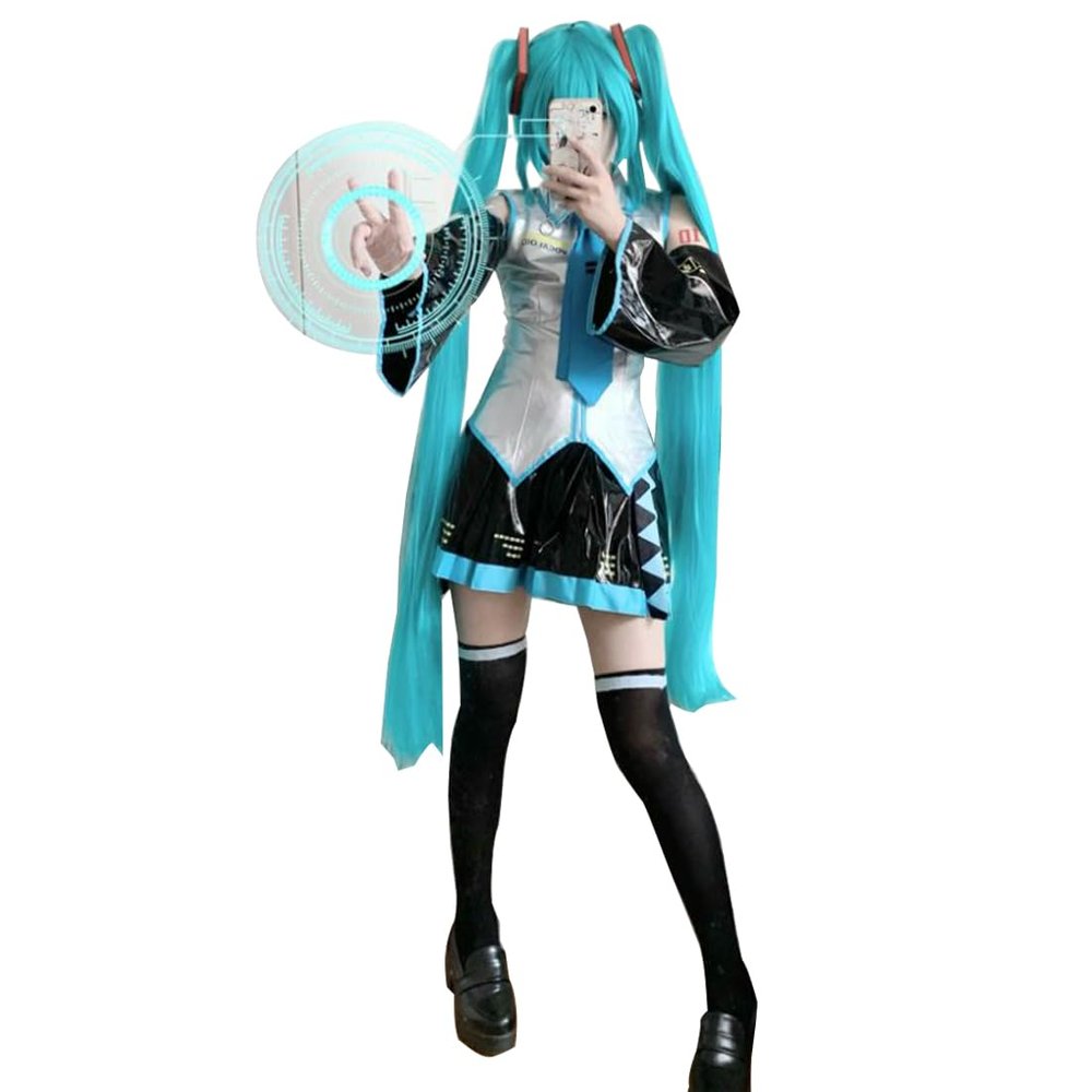 AKTOTO Anime Cosplay Costume Women Halloween Cosplay Full Set Of Uniforms with Wigs Ponytail Braid