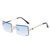 XLUMIO Rimless Rectangle Sunglasses for Women Frameless Glasses for Men Ultralight UV400 Shades,Gold Blue,one size view 1
