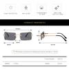XLUMIO Rimless Rectangle Sunglasses for Women Frameless Glasses for Men Ultralight UV400 Shades,Gold Blue,one size view 2