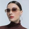 XLUMIO Rimless Rectangle Sunglasses for Women Frameless Glasses for Men Ultralight UV400 Shades,Gold Blue,one size view 3