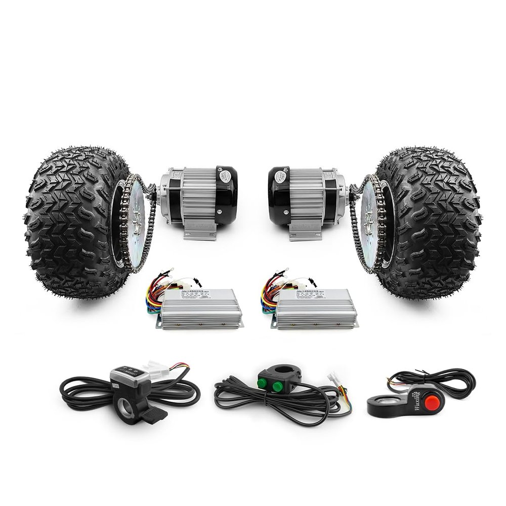 L-faster 10 Inch Dual Drive Brushless Geared Motor 10x6.0 Fat Wheel for Trolley Cart Bike (Max 7kph)