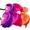 Wjnvfioo Silk Belly Dance Fans 1 Pair / 1 Pc Handmade Dyed Silk Belly Dance Long Fan Chinese Dance Fans Veil view 1