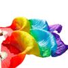 Women Silk Belly Dance Fan Veils of Belly Dance Fans Rainbow Color (2Pcs) view 1