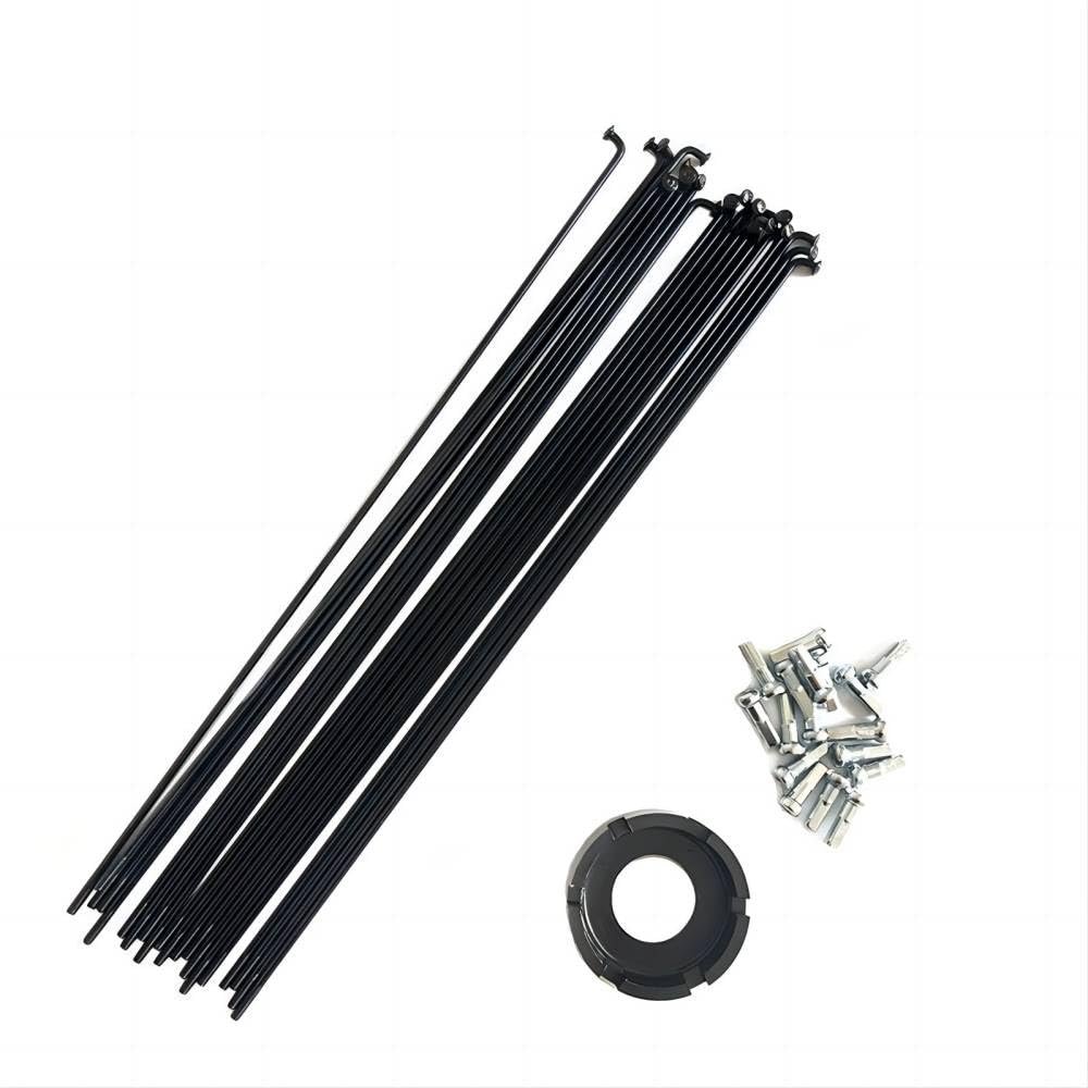 sunfedmiss 40PCS 13G J Bend Steel Spokes W/Nipples Wrench, 75~305mm Electric Bicycle E-Bike Wheel Tire Steel Spokes Bike Replacement Repair Parts Accessories (Black,240mm)