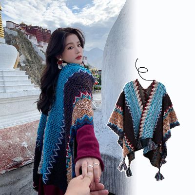KAHXI Shawl Decoration Over Long Cloak, Cape Scarf