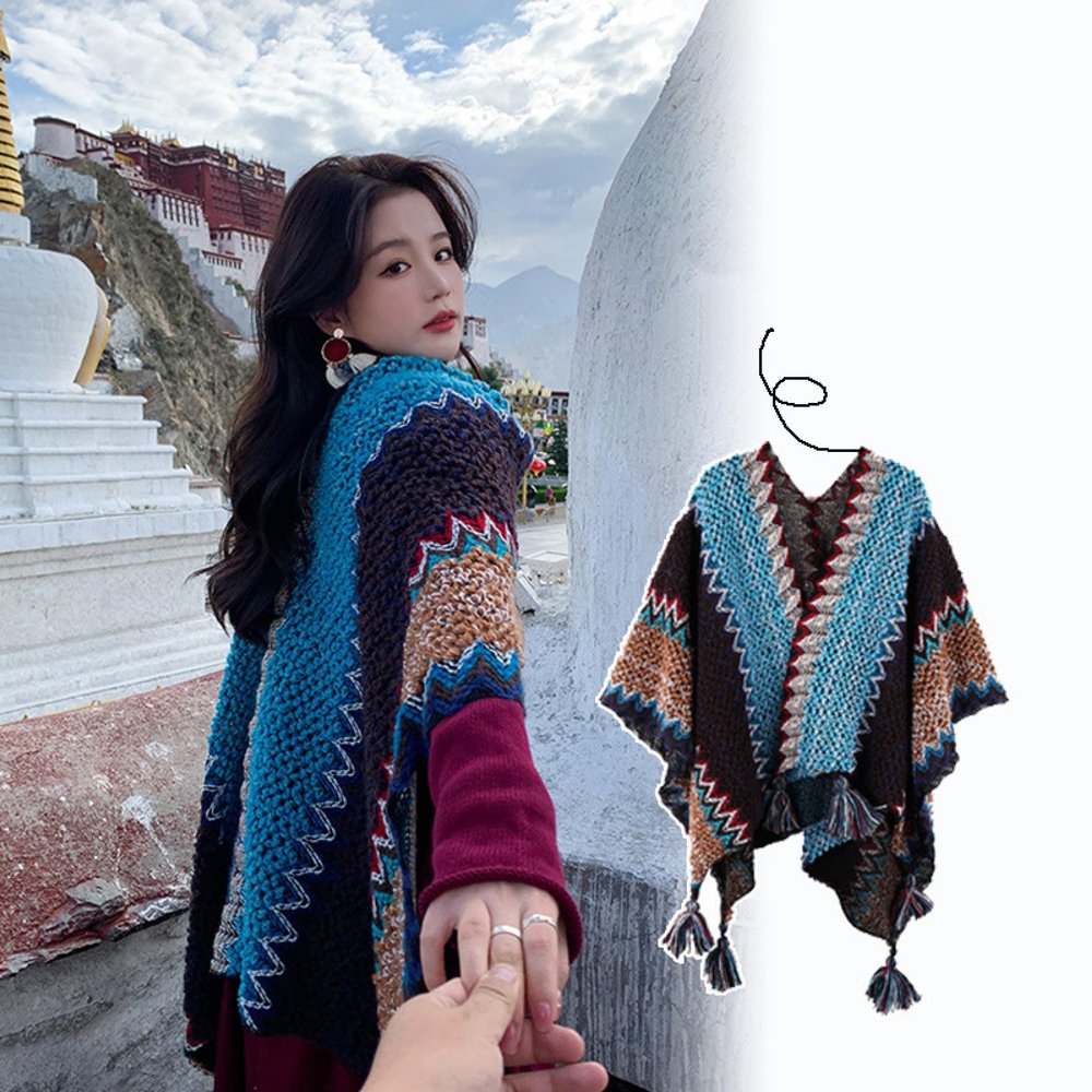 KAHXI Shawl Decoration Over Long Cloak, Cape Scarf