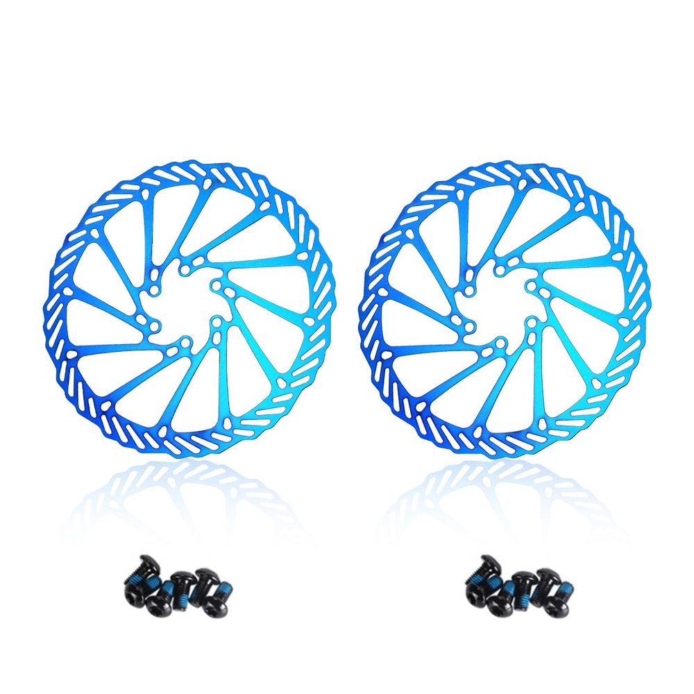 CNC Bike Disc Brake Rotor 160mm 180mm 203mmBicycle Disc Brake Rotor 160mm/180mm/203mm With Bolts For MTB Mountain BikeColorful/Gold (203mm-blue)