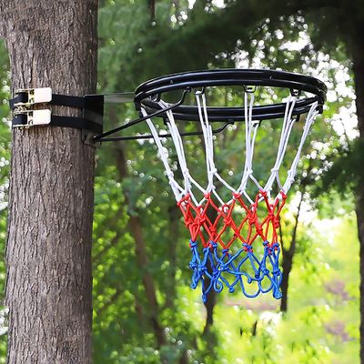 Katzowen Basketball Hoop Rim Net, Outdoor Hanging Basketball Goal with 2 Strap for Tree, Backyard, Fence, Gym, Garage, Pool & Basketball Court (Color : Black)