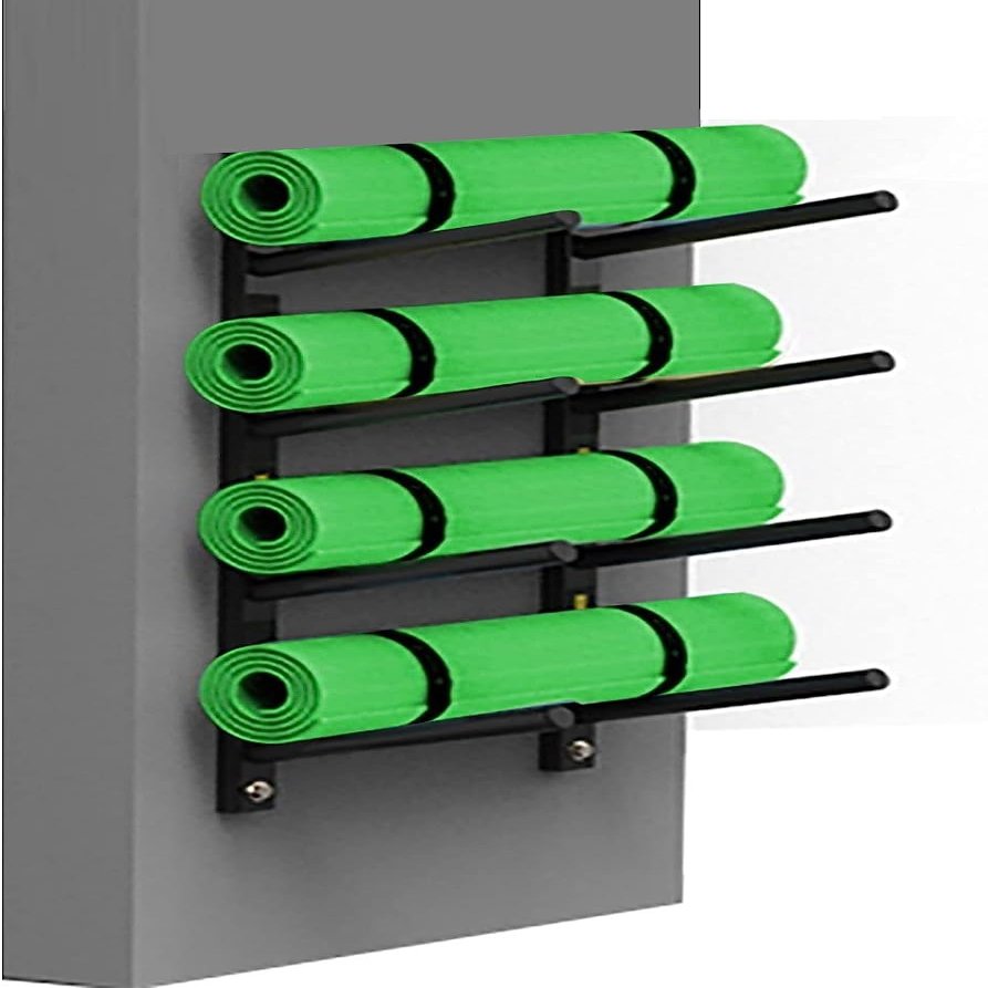 KIZMIQ Heavy Duty Steel Foam Roller Exercise Mats Display Stand, Wall Muti-Layer Yoga Mat Organizer Holder, Home Multifunctional Sports Storage Rack (Size : 4 Tier)