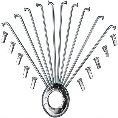 sunfedmiss 40PCS 13G J Bend Steel Spokes W/Nipples Wrench, 75~305mm Electric Bicycle E-Bike Wheel Tire Steel Spokes Bike Replacement Repair Parts Accessories (Silver,185mm)