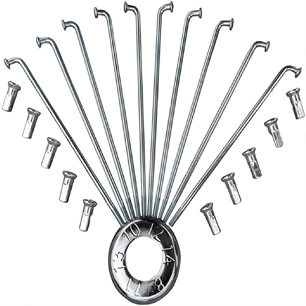 sunfedmiss 40PCS 13G J Bend Steel Spokes W/Nipples Wrench, 75~305mm Electric Bicycle E-Bike Wheel Tire Steel Spokes Bike Replacement Repair Parts Accessories (Silver,185mm)