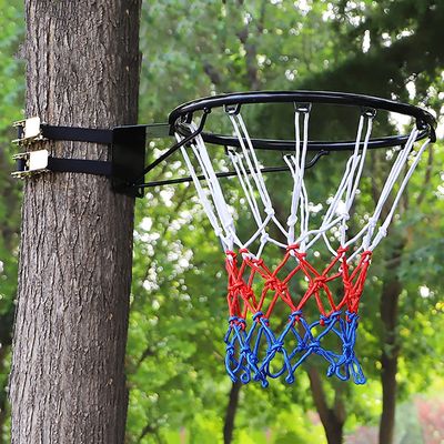 Katzowen Hoop Basketball with 2 Fixed Straps,Portable Wall Mounted Basketball Hoop Goals Rim and Net for Indoor Outdoor Use 45cm (Color : Black, Size : 45cm Rim)