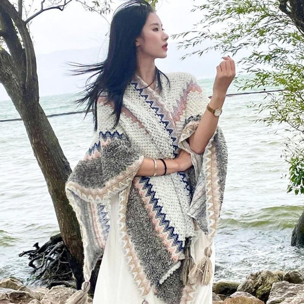 KAHXI Shawl Decoration Over Long Cloak, Cape Scarf