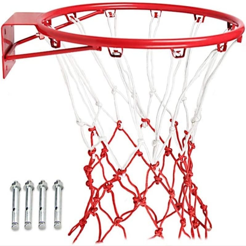 Katzowen Basketball Rim, Metal Wall Mounted Basketball Hoop Net, Professional Basketball Goal, with All Weather Net, for Over The Door/Wall