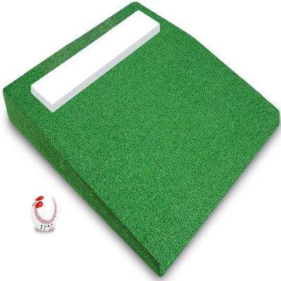 KuiBonu Pitching Mound, Portable Baseball Pitcher's Mound with Pitching Rubber, Antifade Turf and Carry Handles, 30 x 30 x 4.8 Inch Baseball Pitching Mound