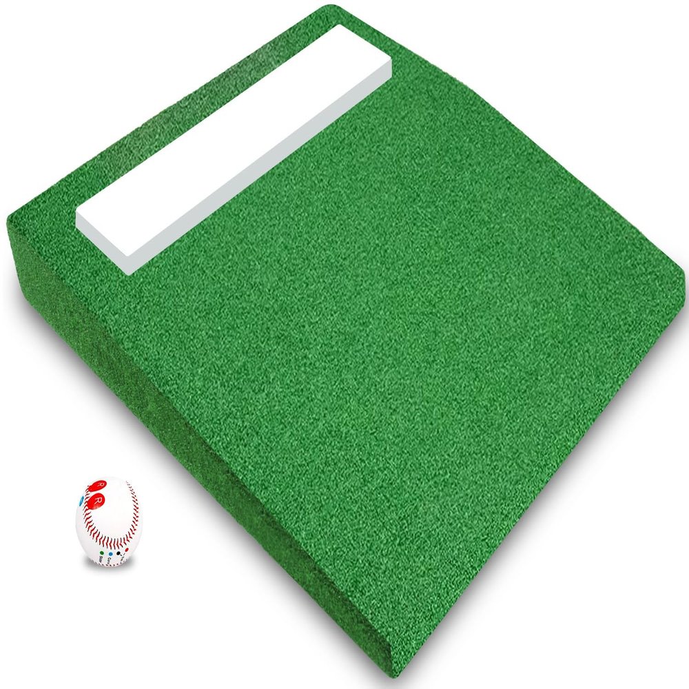 KuiBonu Pitching Mound, Portable Baseball Pitcher's Mound with Pitching Rubber, Antifade Turf and Carry Handles, 30 x 30 x 4.8 Inch Baseball Pitching Mound