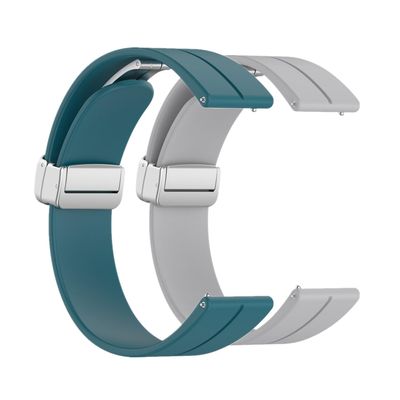 Huwokxix 22mm Watch Band, Magnetic Folding Buckle Watch Strap Quick Release, Soft Silicone Replacement Band Compatible with Samsung Galaxy Watch 46mm/Galaxy Watch 3 45 mm (Green+Grey)