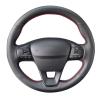 CHROX for Tourneo 2018 2019, No-Slip Black Genuine Leather Braid Car Steering Wheel Cover view 1