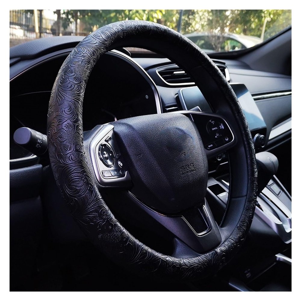 FUERU Car Steering Wheel Cover Set Car Steering Wheel Cover Comfortable Leather Elegant and Good with Car Interior Accessories (Color : 1#)