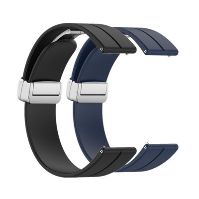Huwokxix 22mm Watch Band, Magnetic Folding Buckle Watch Strap Quick Release, Soft Silicone Replacement Band Compatible with Samsung Galaxy Watch 46mm/Galaxy Watch 3 45 mm (Black + Blue)