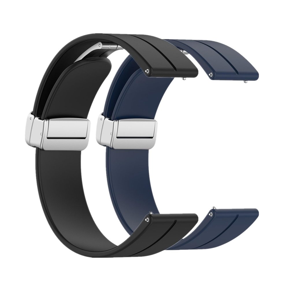 Huwokxix 22mm Watch Band, Magnetic Folding Buckle Watch Strap Quick Release, Soft Silicone Replacement Band Compatible with Samsung Galaxy Watch 46mm/Galaxy Watch 3 45 mm (Black + Blue)