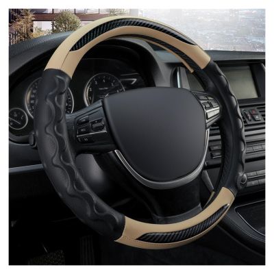FUERU Car Steering Wheel Cover Set Car Steering Wheel Cover D Type Breathable Carbon Fiber Soft Skin-Friendly Car Interior (Color : 3#)